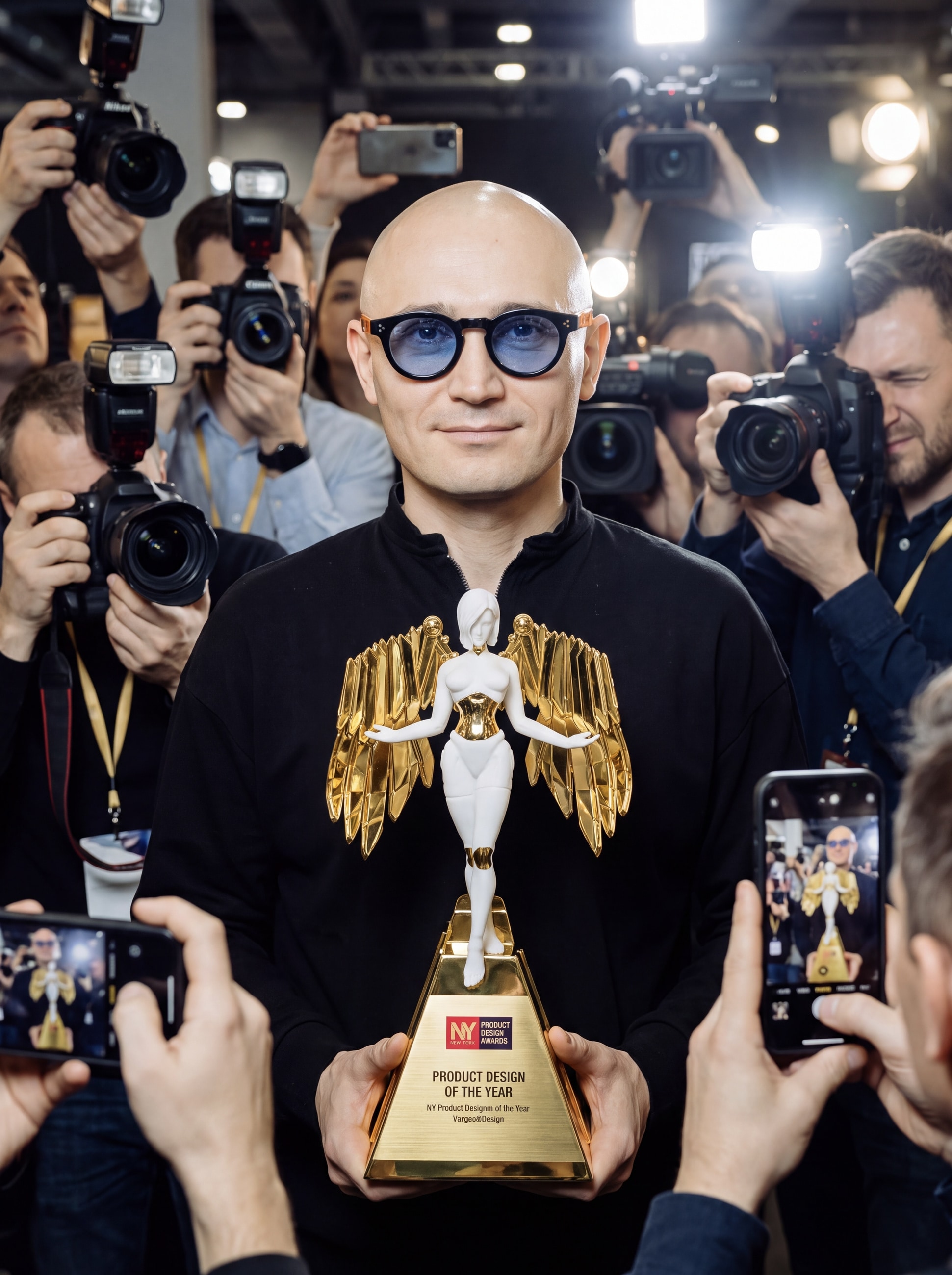Markengründer Anton Vargov mit der Trophäe der NY Product Design Awards