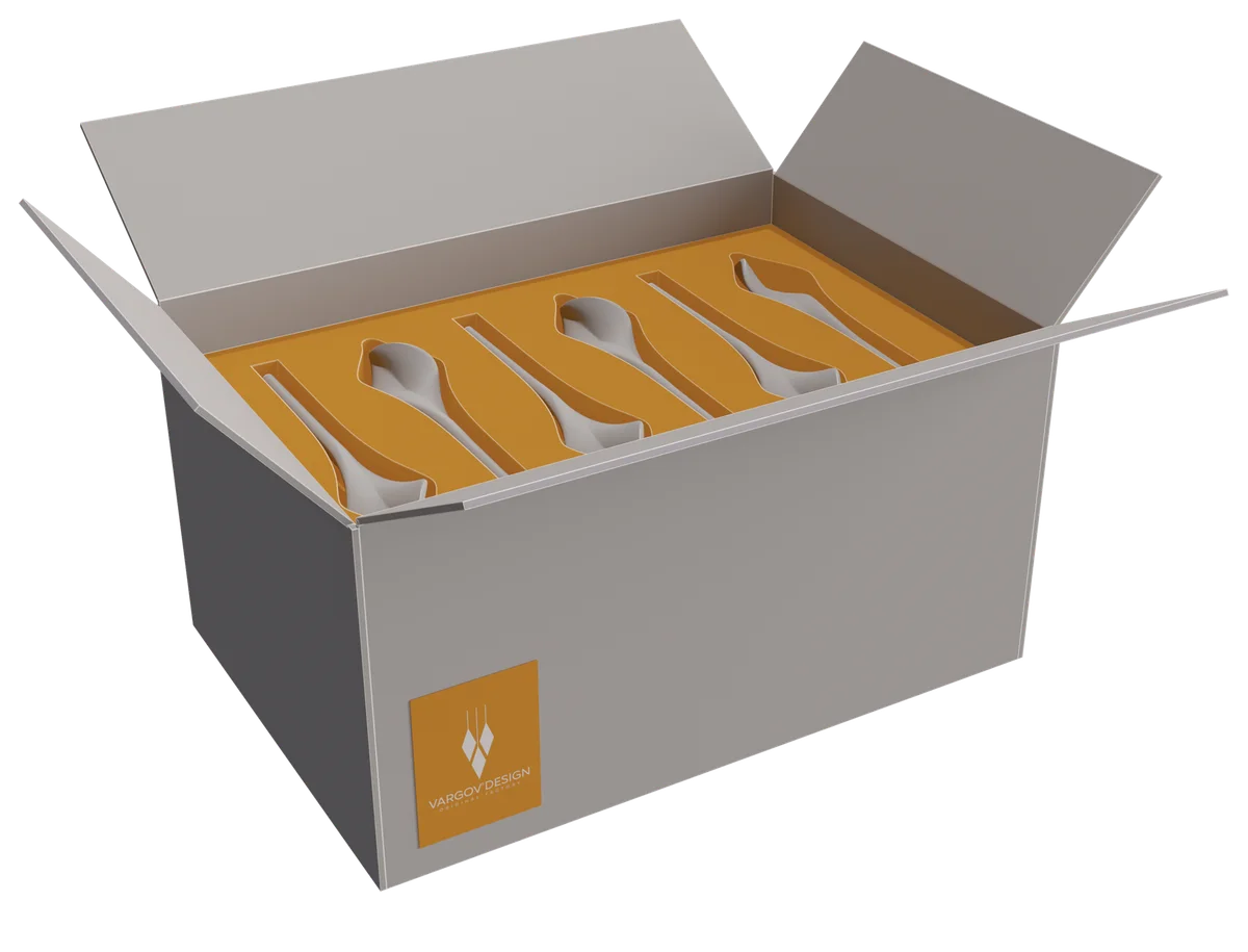 Cushioning foam inside the box holds the elements in place