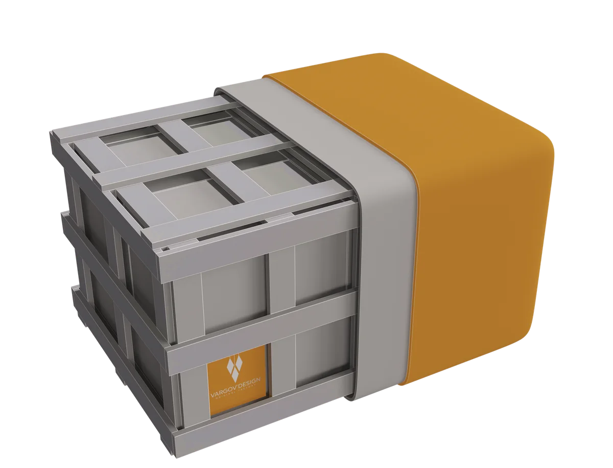 A final layer of heavy protective film over the Vargov®Design packaging